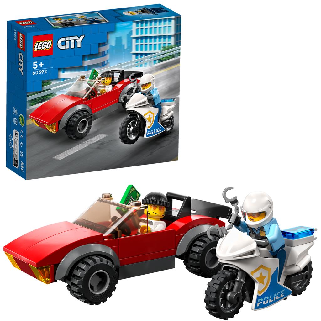 LEGO 60392 City achtervolging auto op politiemotor - Bricks4fun